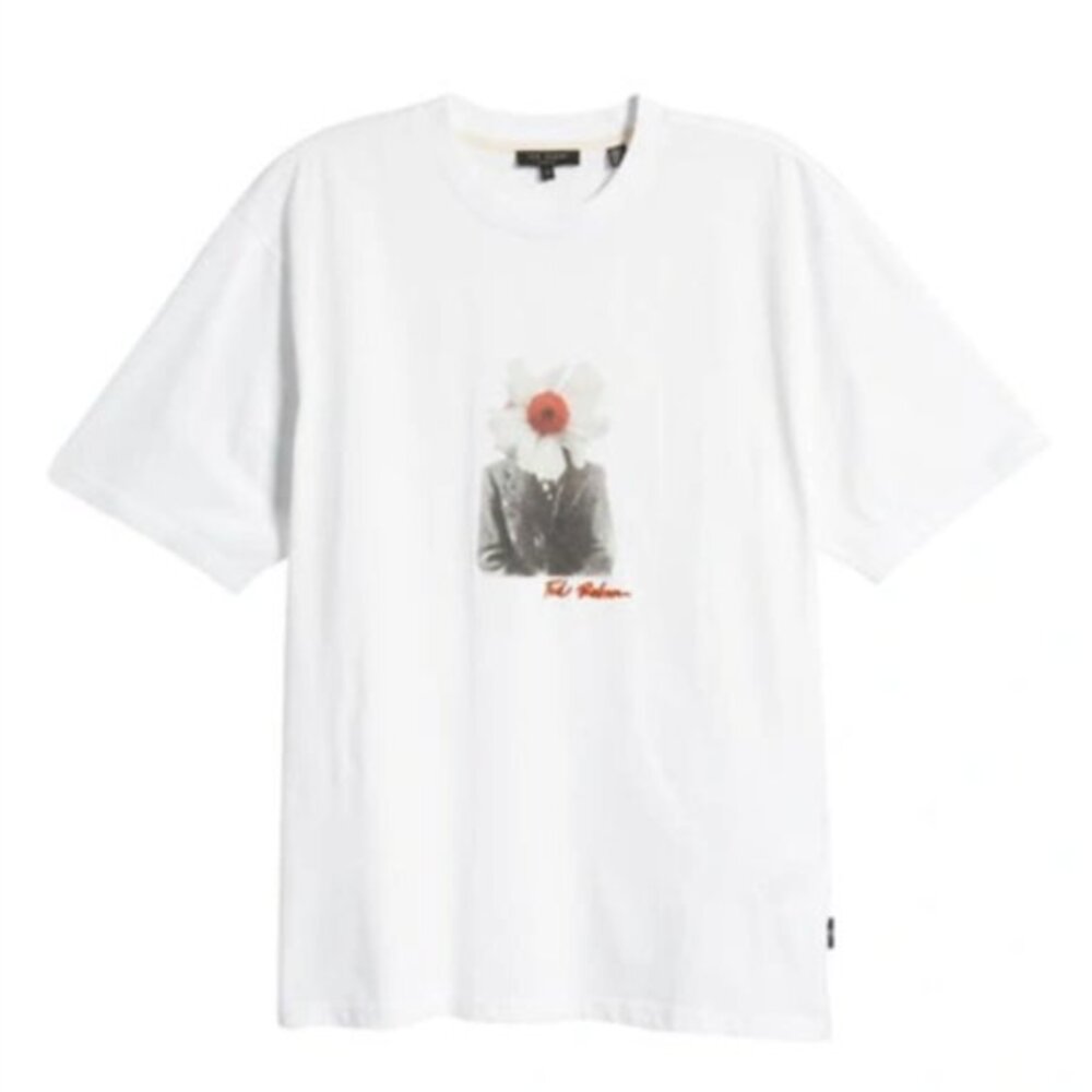 TED BAKER Pottin Flower Head Graphic Crewneck Art Tee T-Shirt Tshirt 4 Large